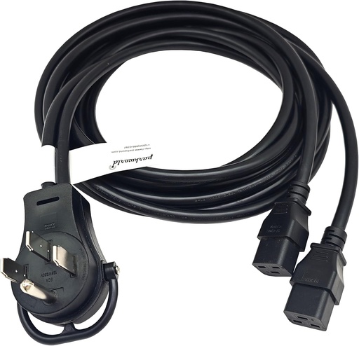 [NEMA-14-50P-C19-12ft] Parkworld NEMA 14-50P to (2) C19 Splitter Adapter Power Cord Output 20 Amp 250-Volt (12FT)